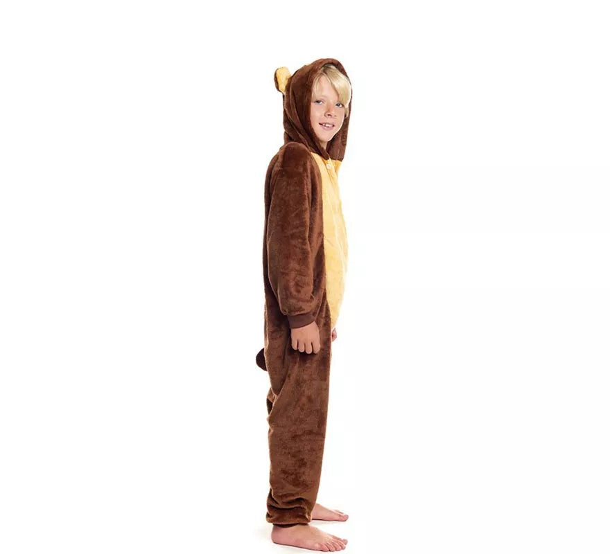 Disfraz de Pijama Oso marrón con capucha para niño