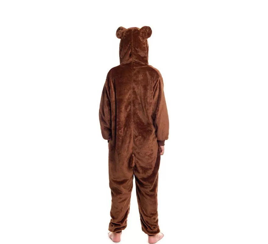 Translation missing: en.Disfraz de Pijama Oso marrón con capucha para niño