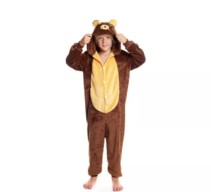 Disfraz de Pijama Oso marrón con capucha para niño