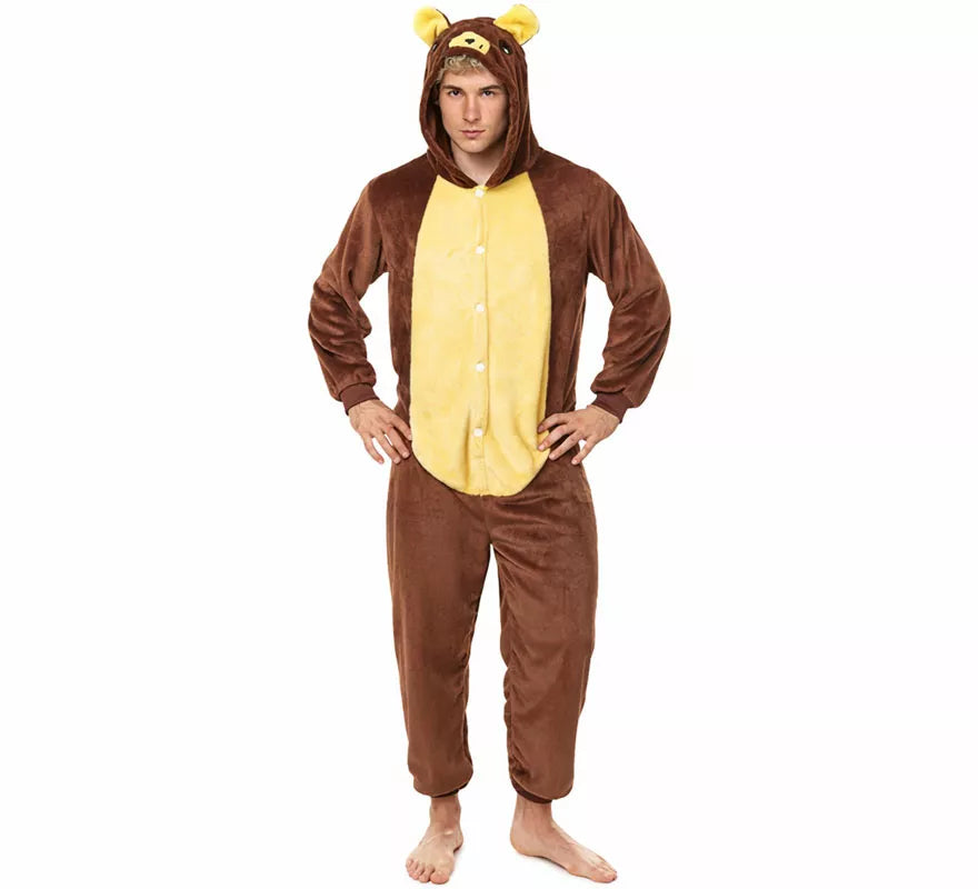 Disfraz de Pijama Oso marrón oscuro para adultos