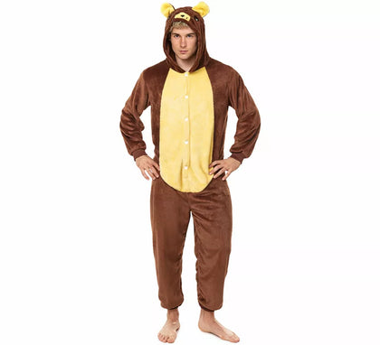 Disfraz de Pijama Oso marrón oscuro para adultos