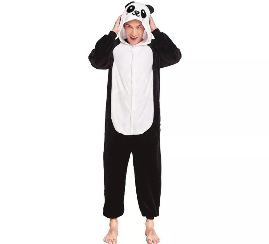 Translation missing: en.Disfraz de Pijama Oso Panda negro y blanco para adultos