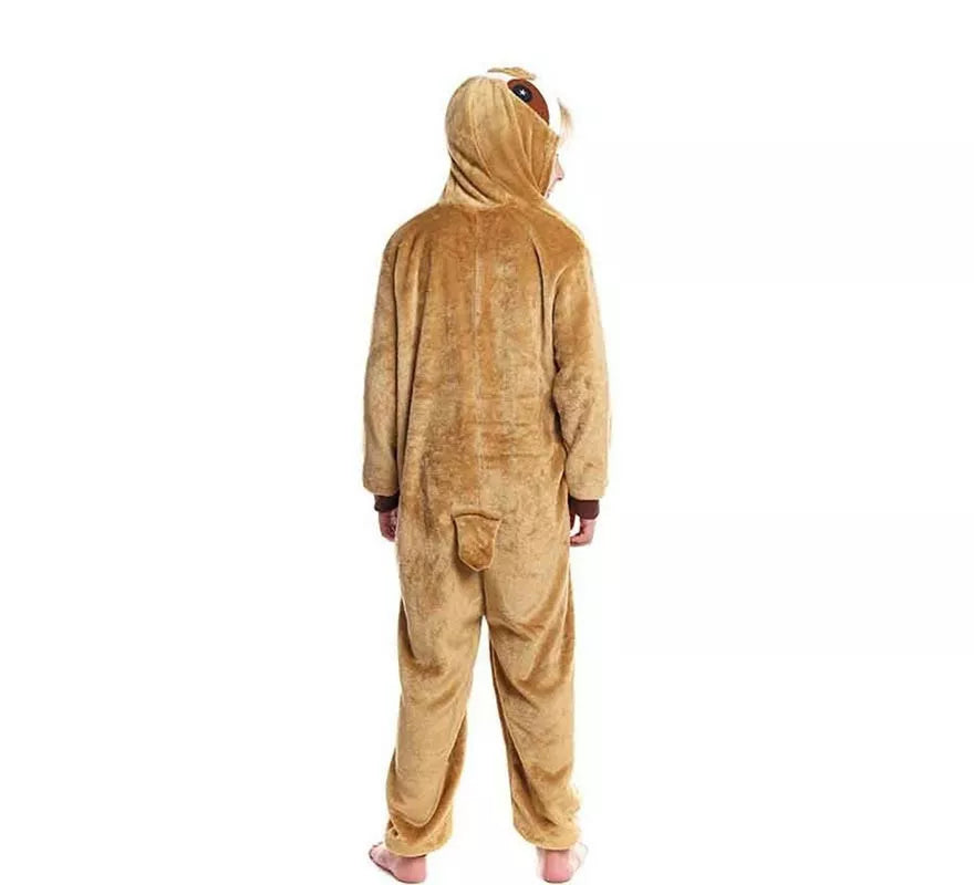 Translation missing: en.Disfraz de Pijama Perezoso marrón con capucha para niño