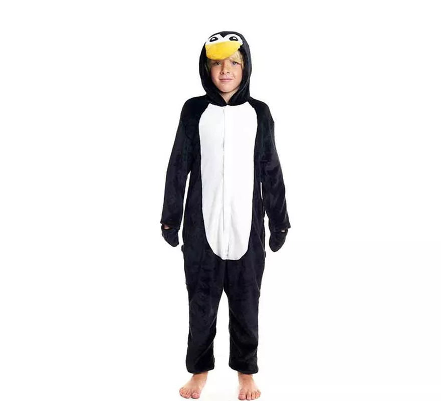 Translation missing: en.Disfraz de Pijama Pingüino con capucha y pico para niño