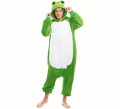Green Frog Pajama Costume with eyes for adults