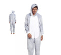 Disfraz de Pijama Tiburón gris y blanco para adultos
