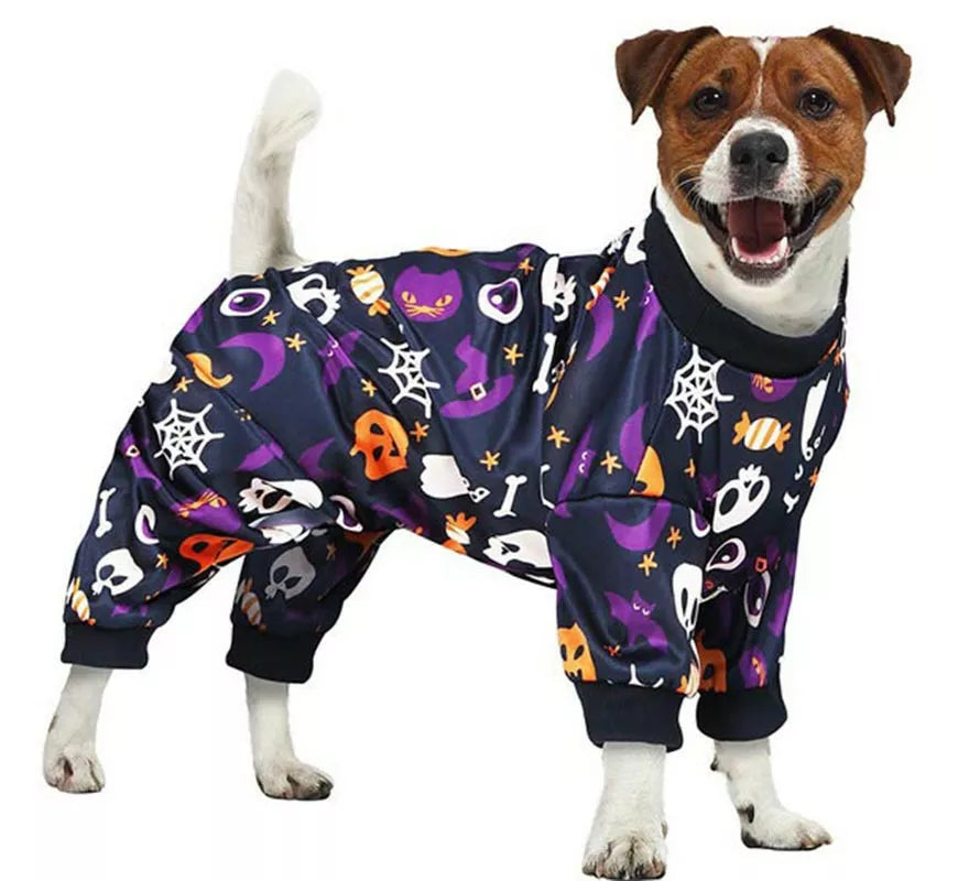 Translation missing: en.Disfraz de Pijama Truco o Trato púrpura para perro