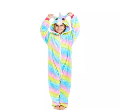 Disfraz de Pijama Unicornio Arcoíris con capucha para niña