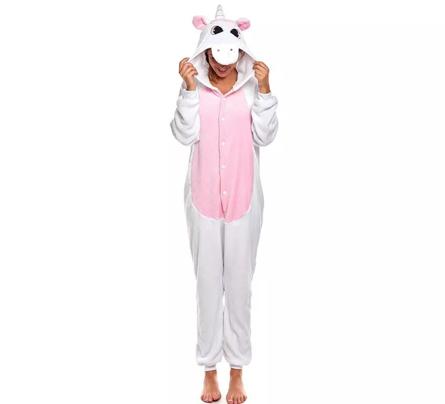 Translation missing: en.Disfraz de Pijama Unicornio blanco y rosa para adultos