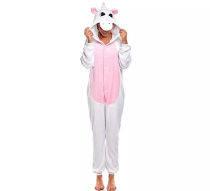Disfraz de Pijama Unicornio blanco y rosa para adultos