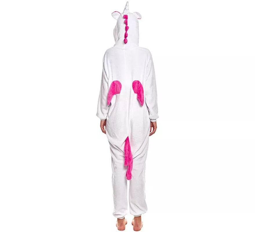 Disfraz de Pijama Unicornio fucsia y blanco para adultos