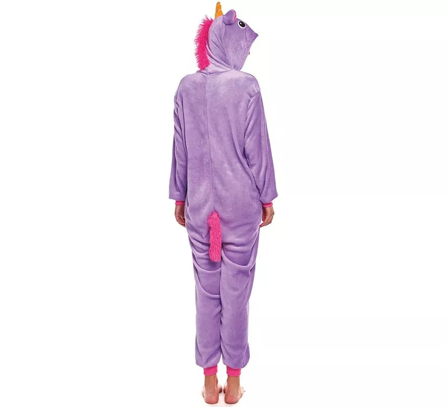 Disfraz de Pijama Unicornio lila y blanco para adultos