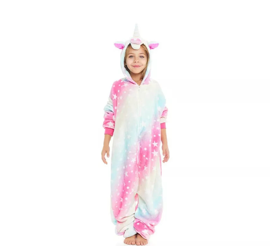 Translation missing: en.Disfraz de Pijama Unicornio multicolor con capucha para niño
