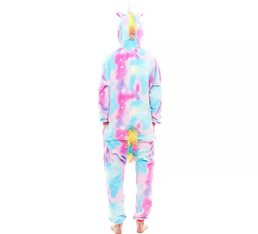 Disfraz de Pijama Unicornio rosa y azul para adultos