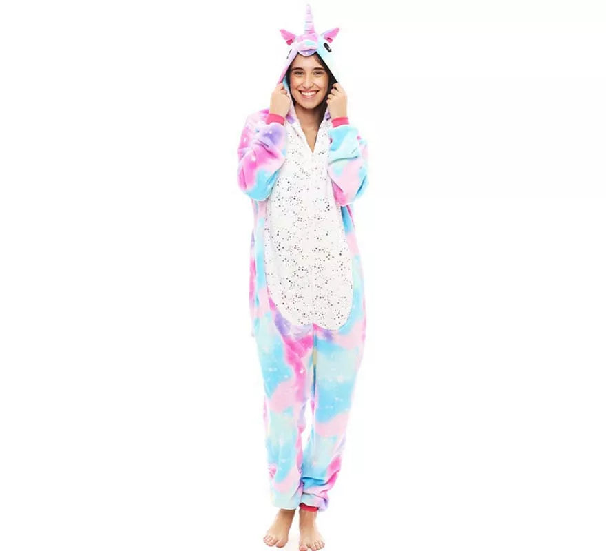 Disfraz de Pijama Unicornio rosa y azul para adultos