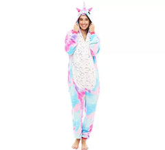 Pink and blue Unicorn Pajama Costume for adults