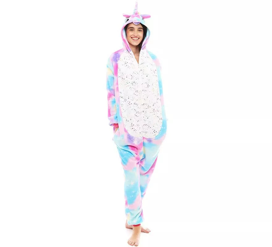 Disfraz de Pijama Unicornio rosa y azul para adultos