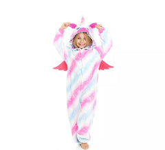 Uri Unicorn Pajama Costume with hood and wings for girl