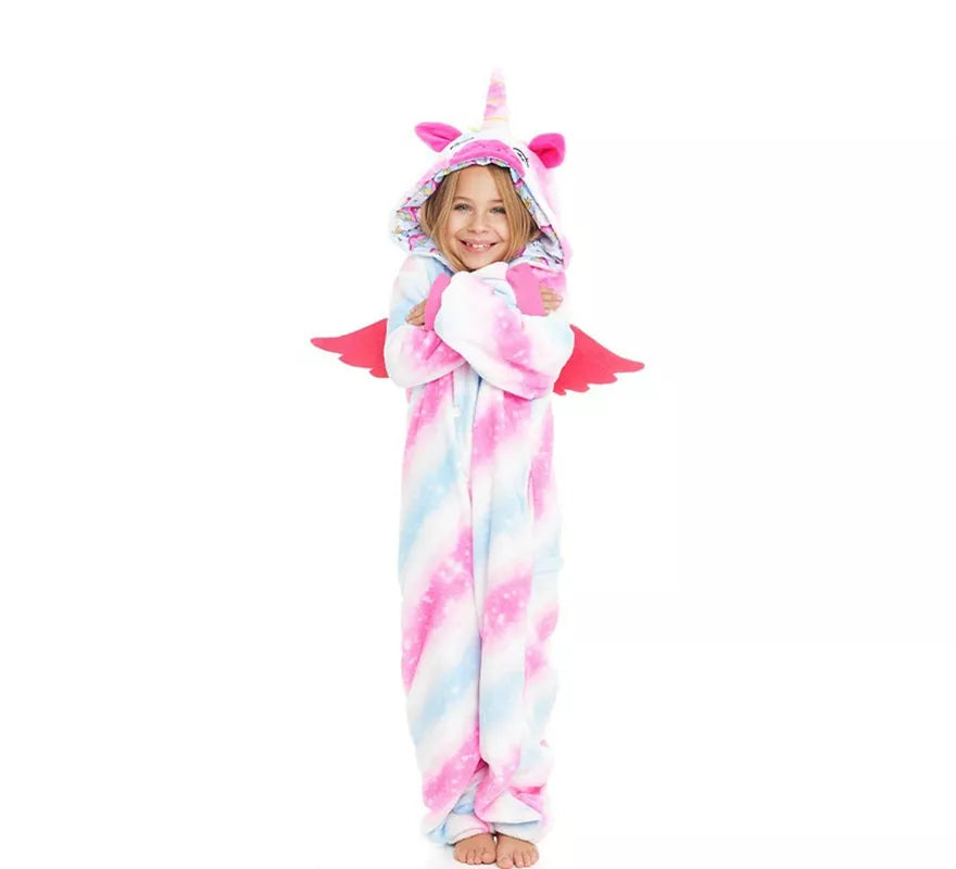 Translation missing: en.Disfraz de Pijama Uri Unicornio con capucha y alas para niña