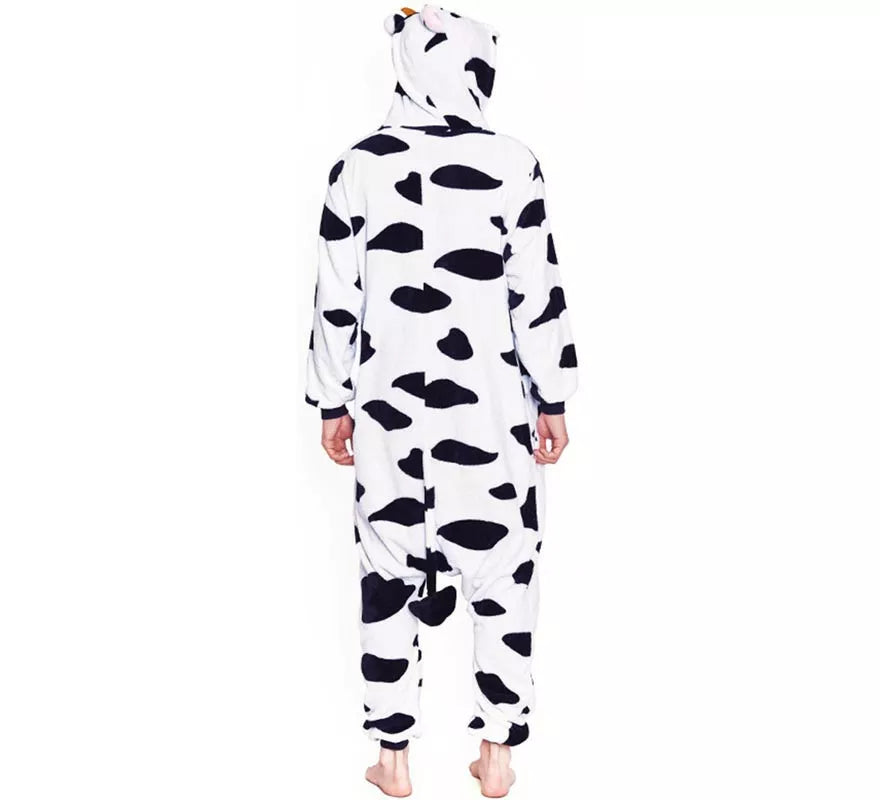 Disfraz de Pijama Vaca manchas negras para adultos