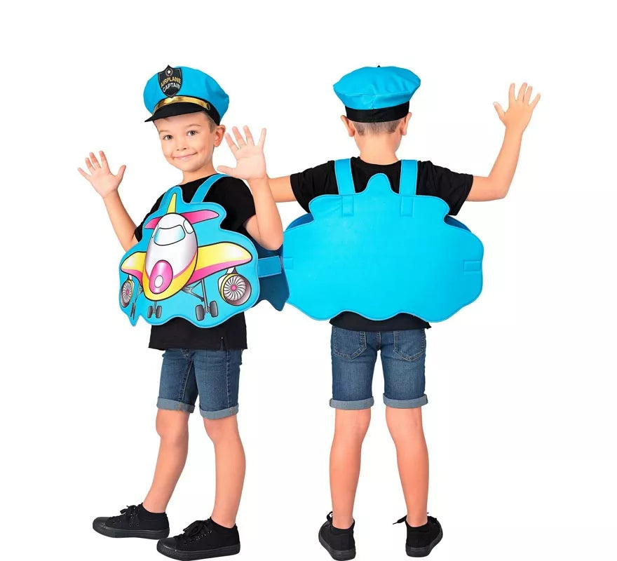 Translation missing: en.Disfraz de Piloto azul Avión con gorro para niños