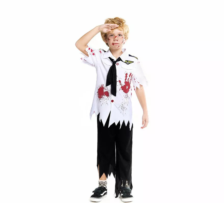 Disfraz de Piloto de Avión Zombie para niño