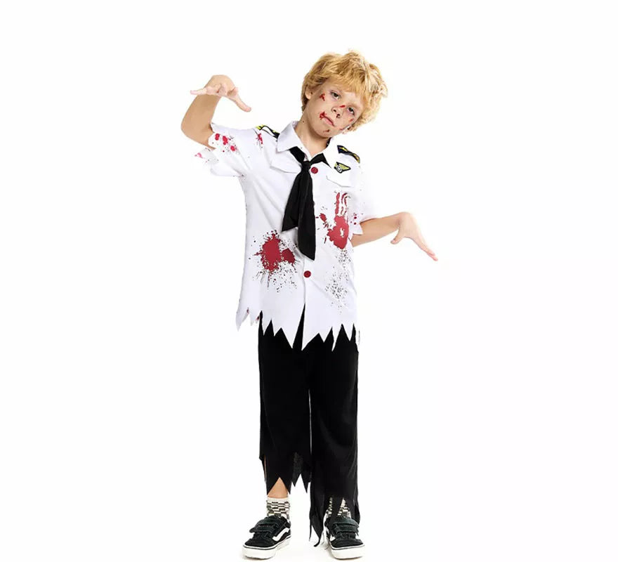 Disfraz de Piloto de Avión Zombie para niño