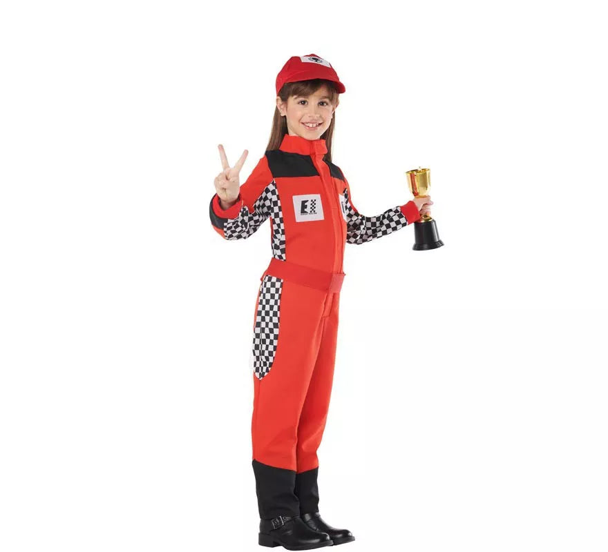 Disfraz de Piloto de Carreras Rojo para Niños