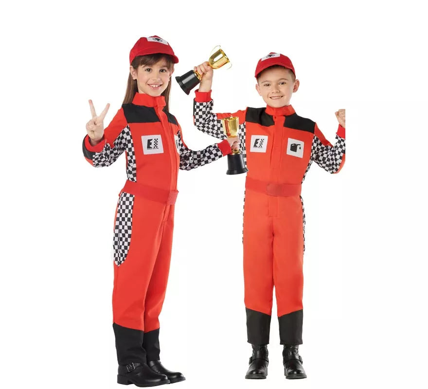 Translation missing: en.Disfraz de Piloto de Carreras Rojo para Niños