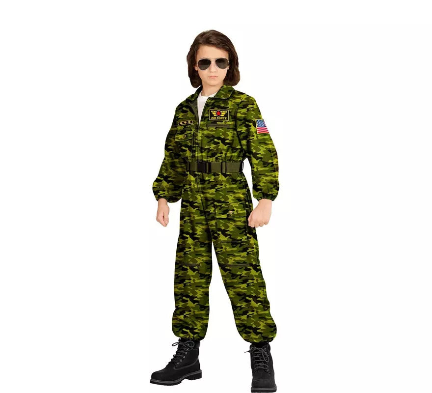 Disfraz de Piloto Jet de Combate Camuflaje para niños y adolescente