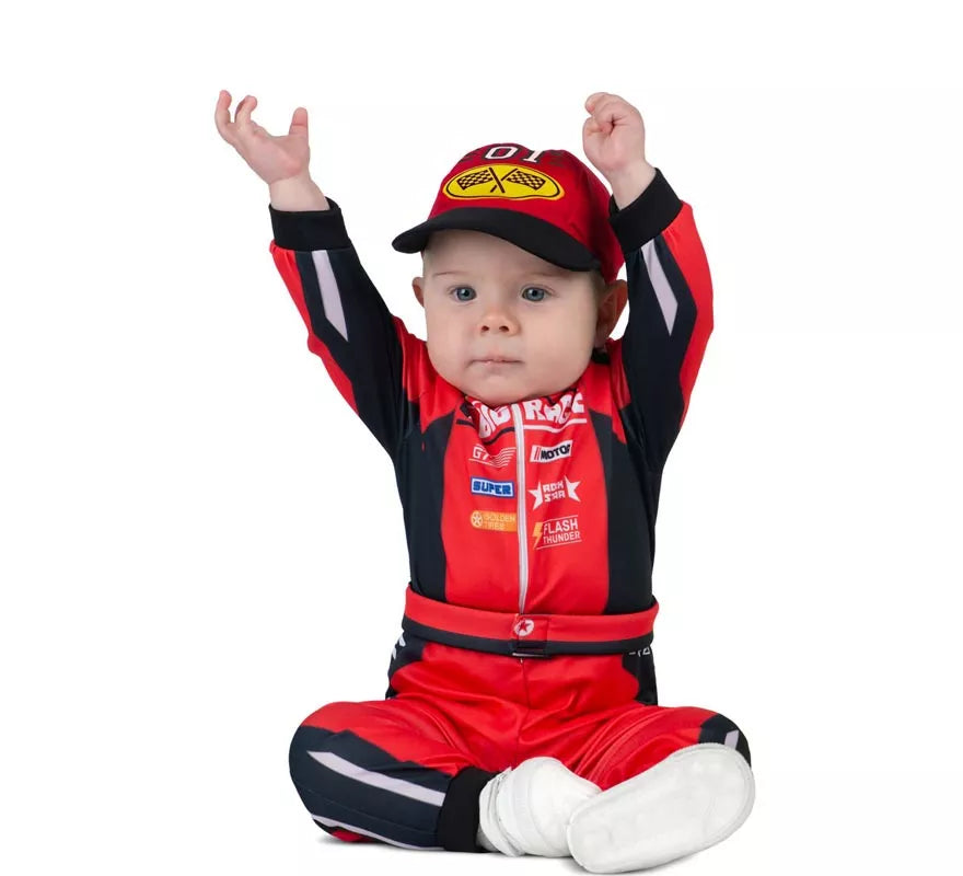 Translation missing: en.Disfraz de Piloto rojo y negro con gorro para bebé y niño