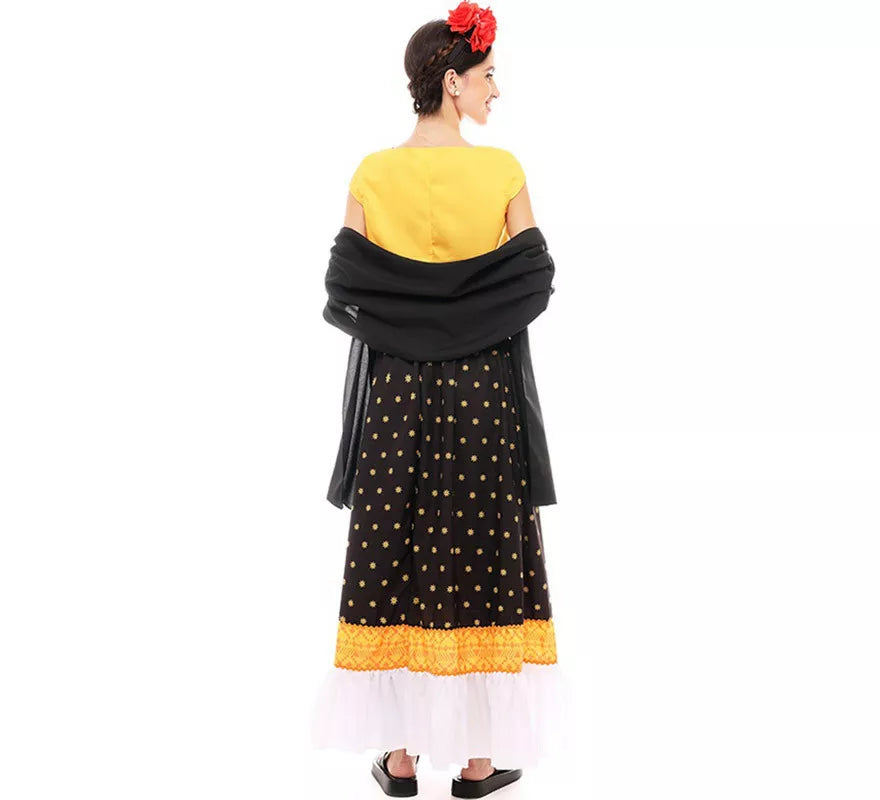 Translation missing: en.Disfraz de Frida Kahlo amarillo y negro para mujer
