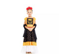 Disfraz de Frida Kahlo amarillo y negro para niña