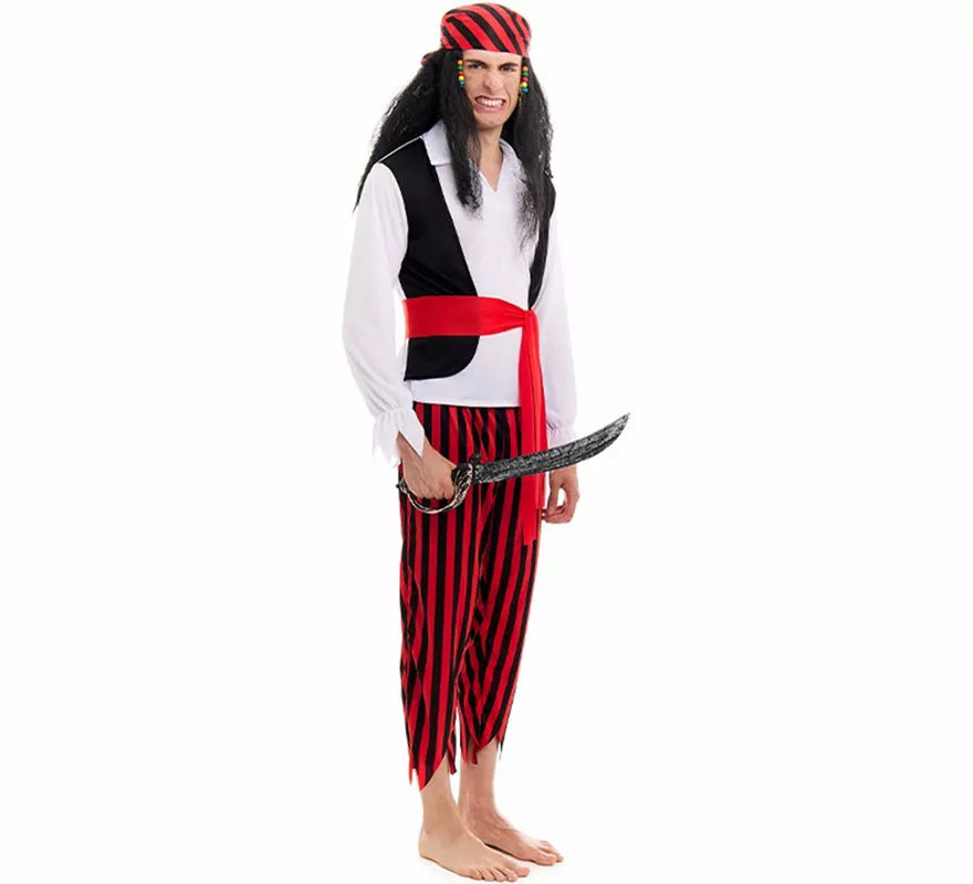 Disfraz de Pirata a rayas para hombre