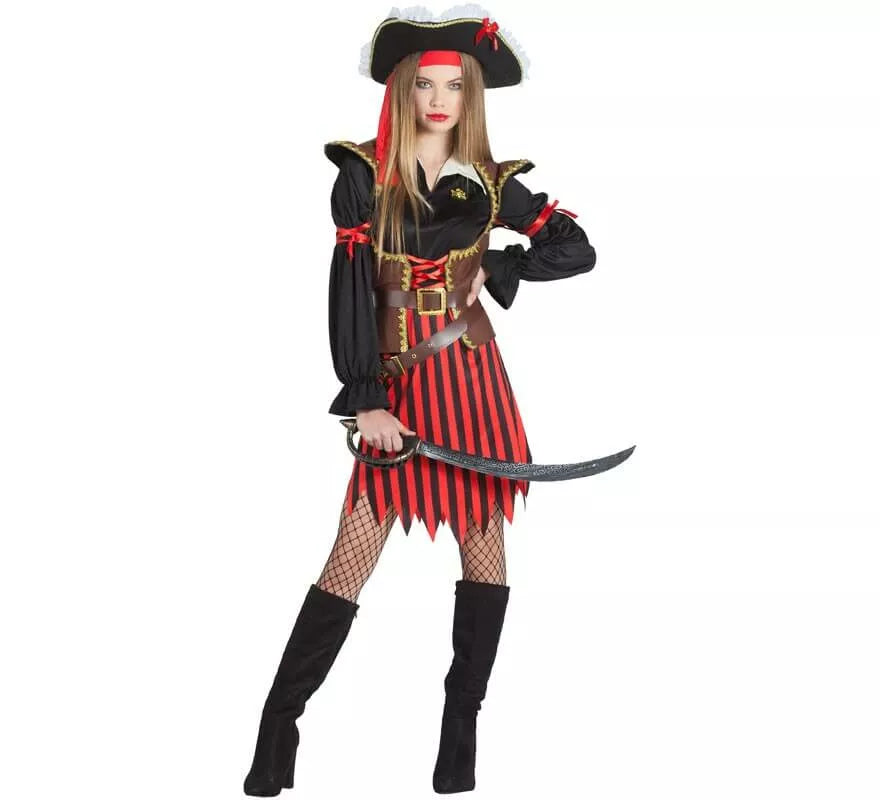 Translation missing: de.Disfraz de Pirata a rayas para mujer