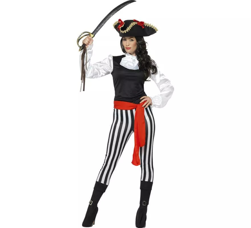 Disfraz de Pirata a Rayas para mujer