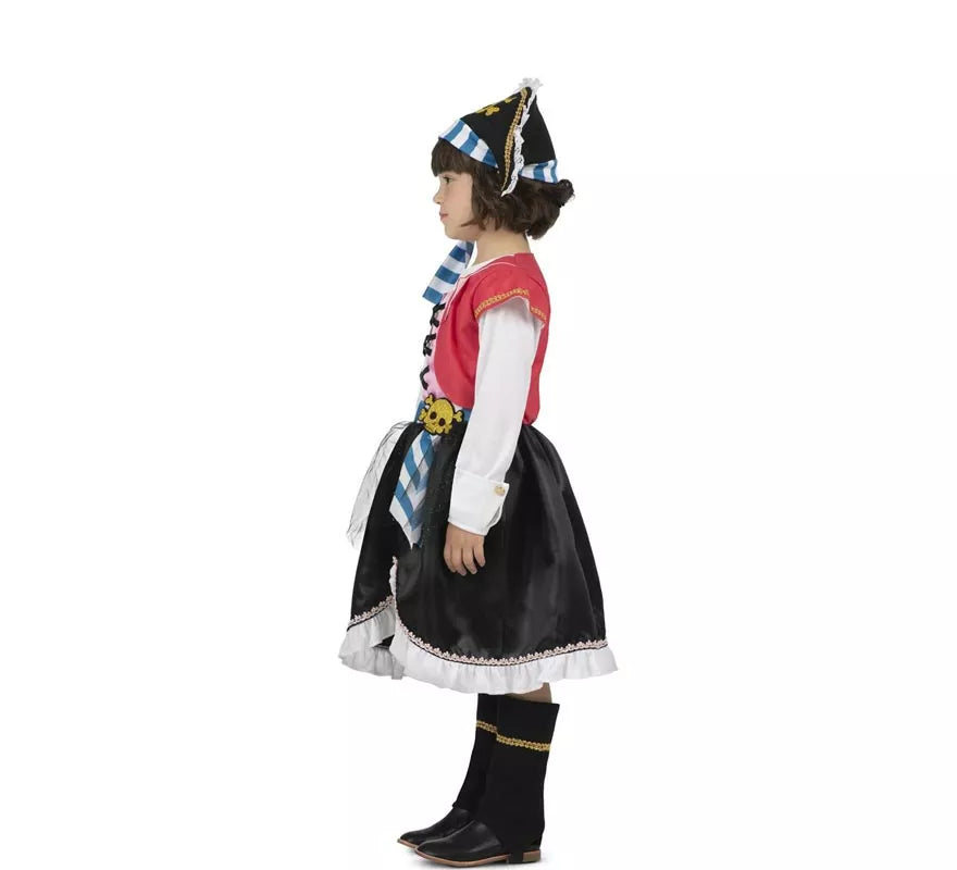 Translation missing: en.Disfraz de Pirata Calavera con gorro para niña