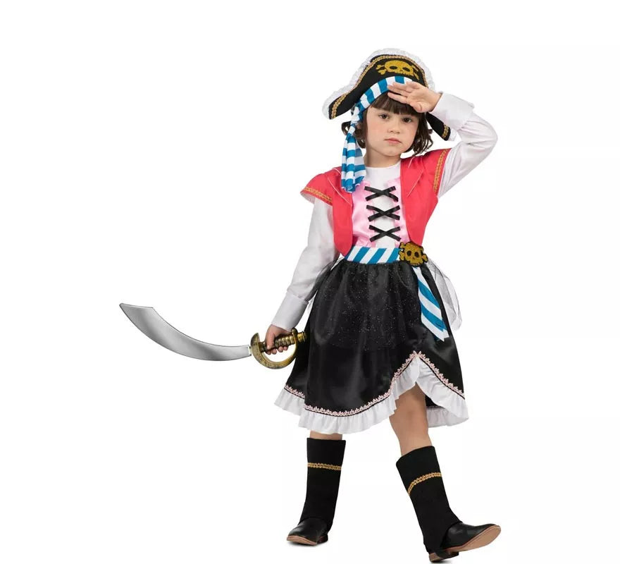 Disfraz de Pirata Calavera con gorro para niña