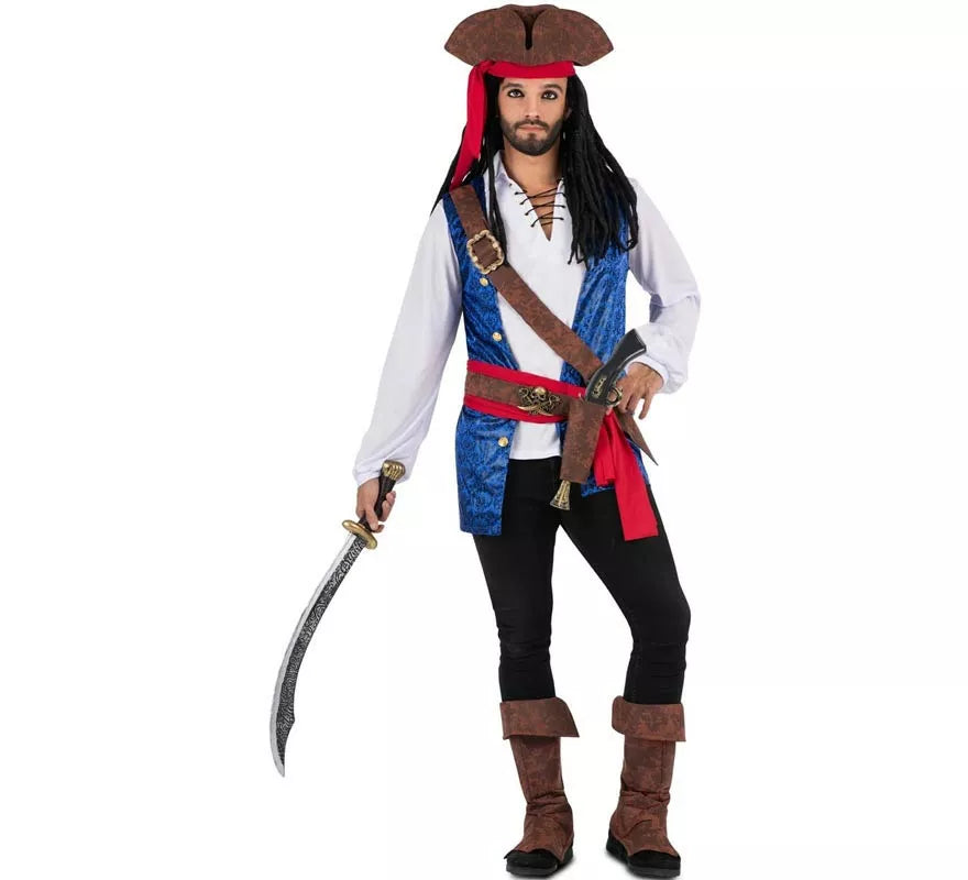 Translation missing: en.Disfraz de Pirata Caribeño con sombrero para hombre