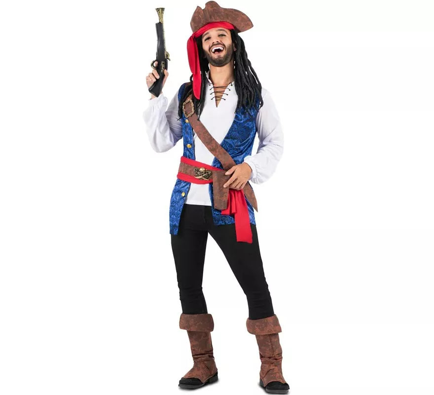 Disfraz de Pirata Caribeño con sombrero para hombre