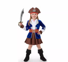 Pirate costume with blue jacket for girl