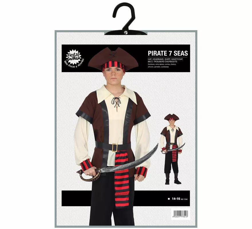 Disfraz de Pirata Corsario Siete Mares para adolescente