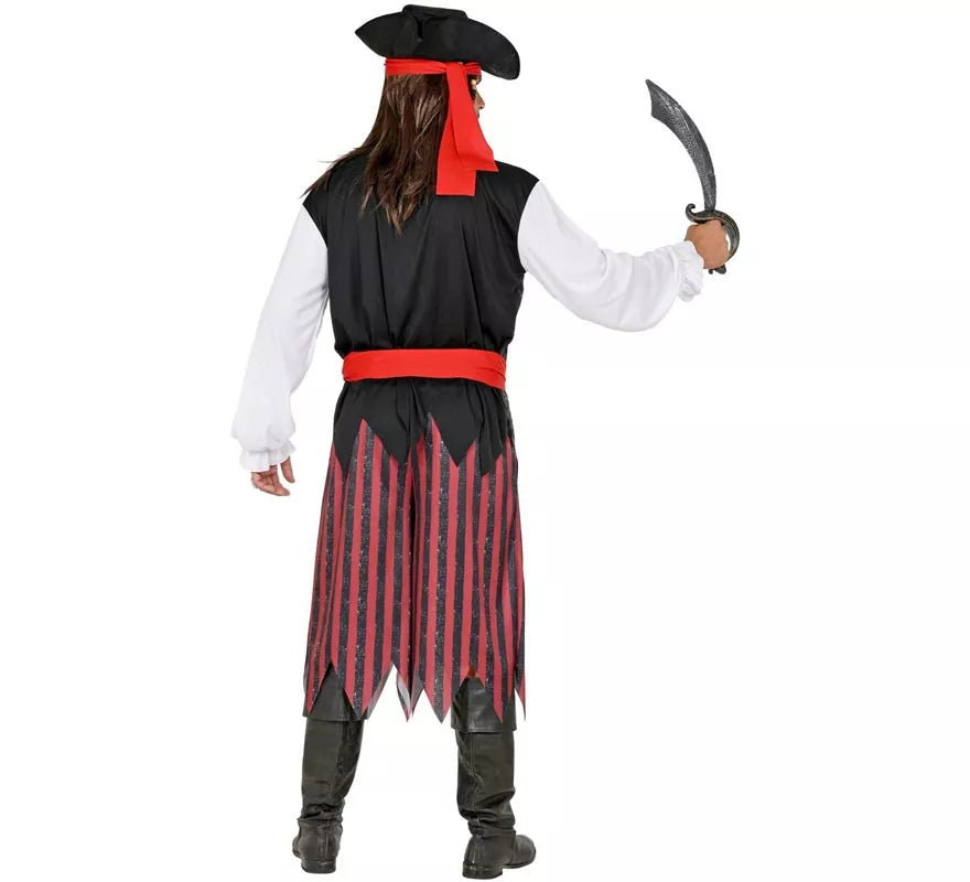 Disfraz de Pirata del Caribe a rayas para hombre