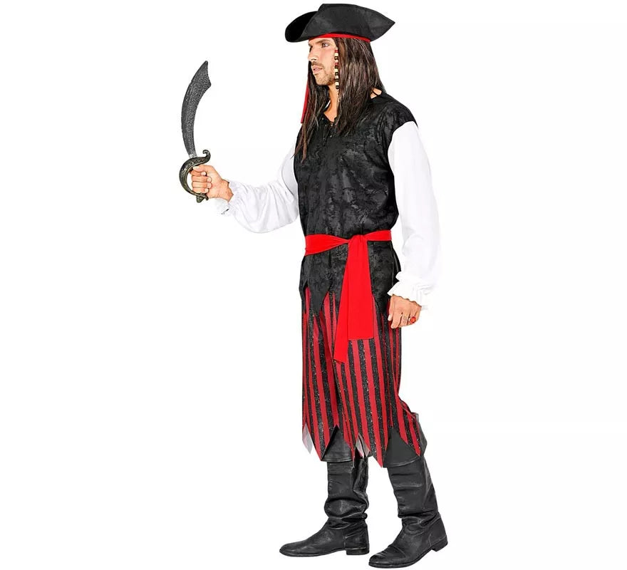 Translation missing: en.Disfraz de Pirata del Caribe a rayas para hombre