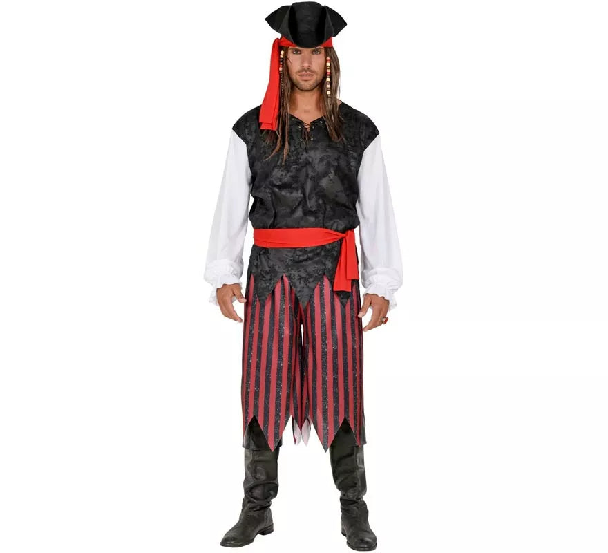 Translation missing: en.Disfraz de Pirata del Caribe a rayas para hombre