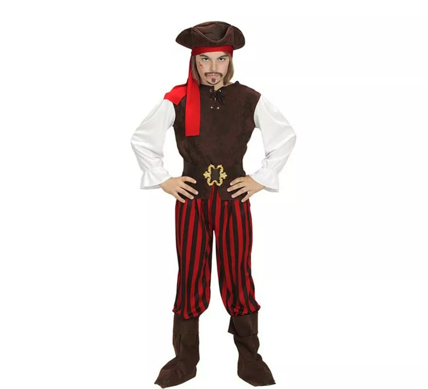 Translation missing: en.Disfraz de Pirata del Caribe a rayas para niño