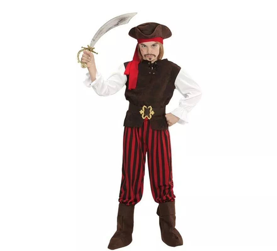 Translation missing: en.Disfraz de Pirata del Caribe a rayas para niño