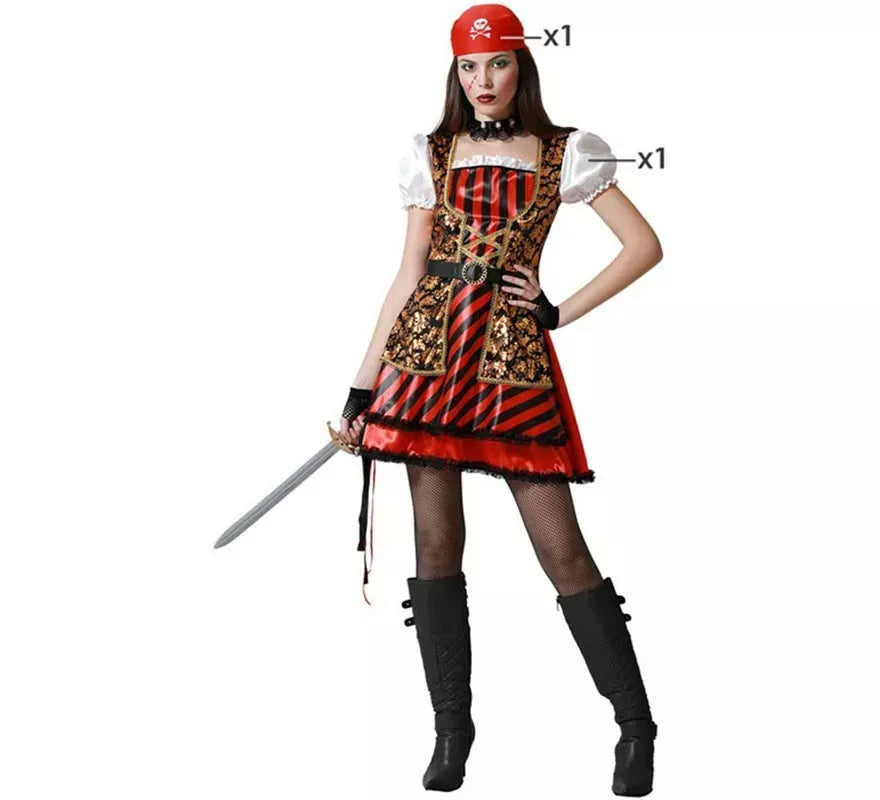 Translation missing: en.Disfraz de Pirata detalles dorados para mujer