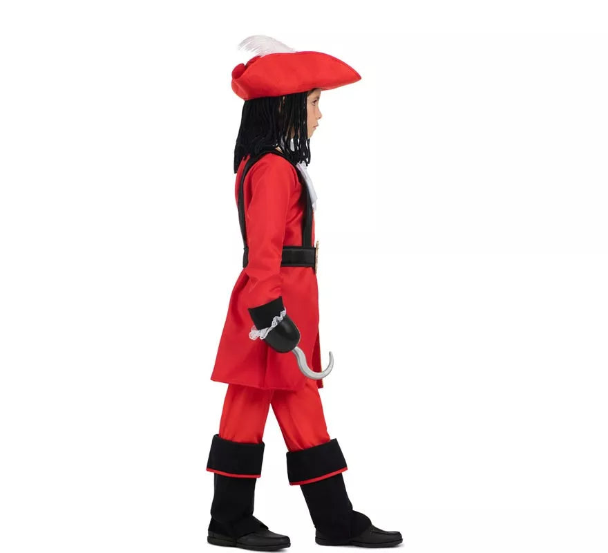 Translation missing: en.Disfraz de Pirata Garfio rojo con sombrero y peluca para niño