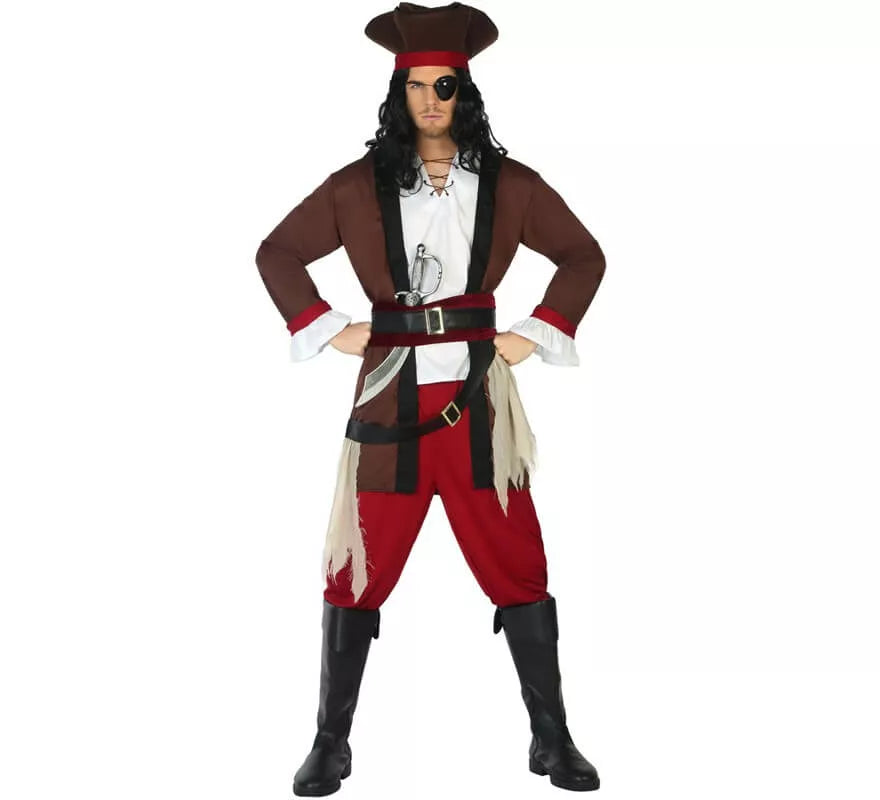 Translation missing: en.Disfraz de Pirata Marrón para hombre